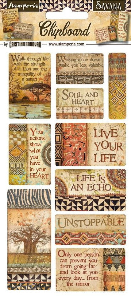 Stamperia Adhesive Chipboard - Savana Elements